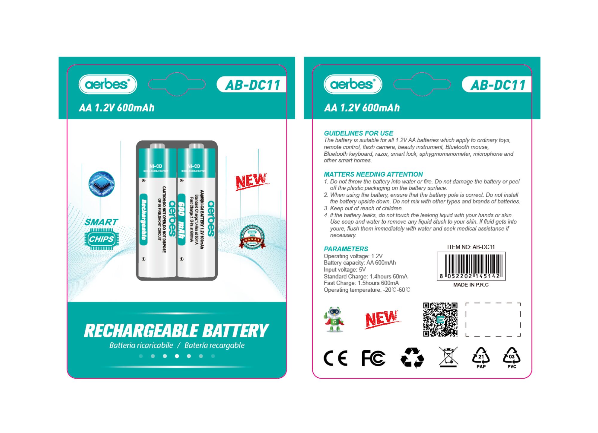Punjaće AA baterije 600mAh