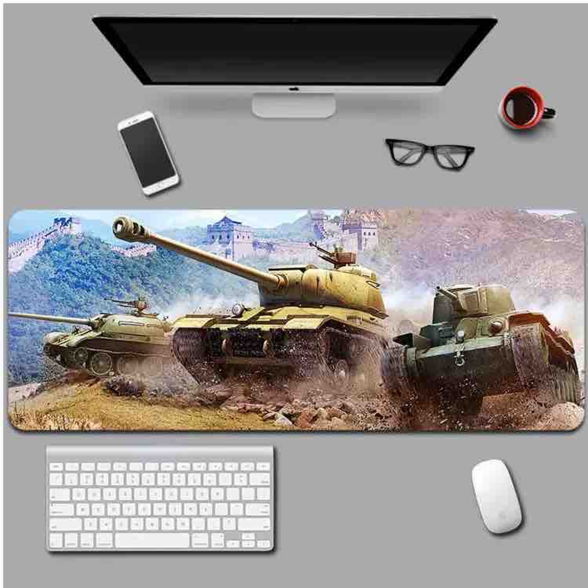 Gamer podloga za miša sa tenkovima