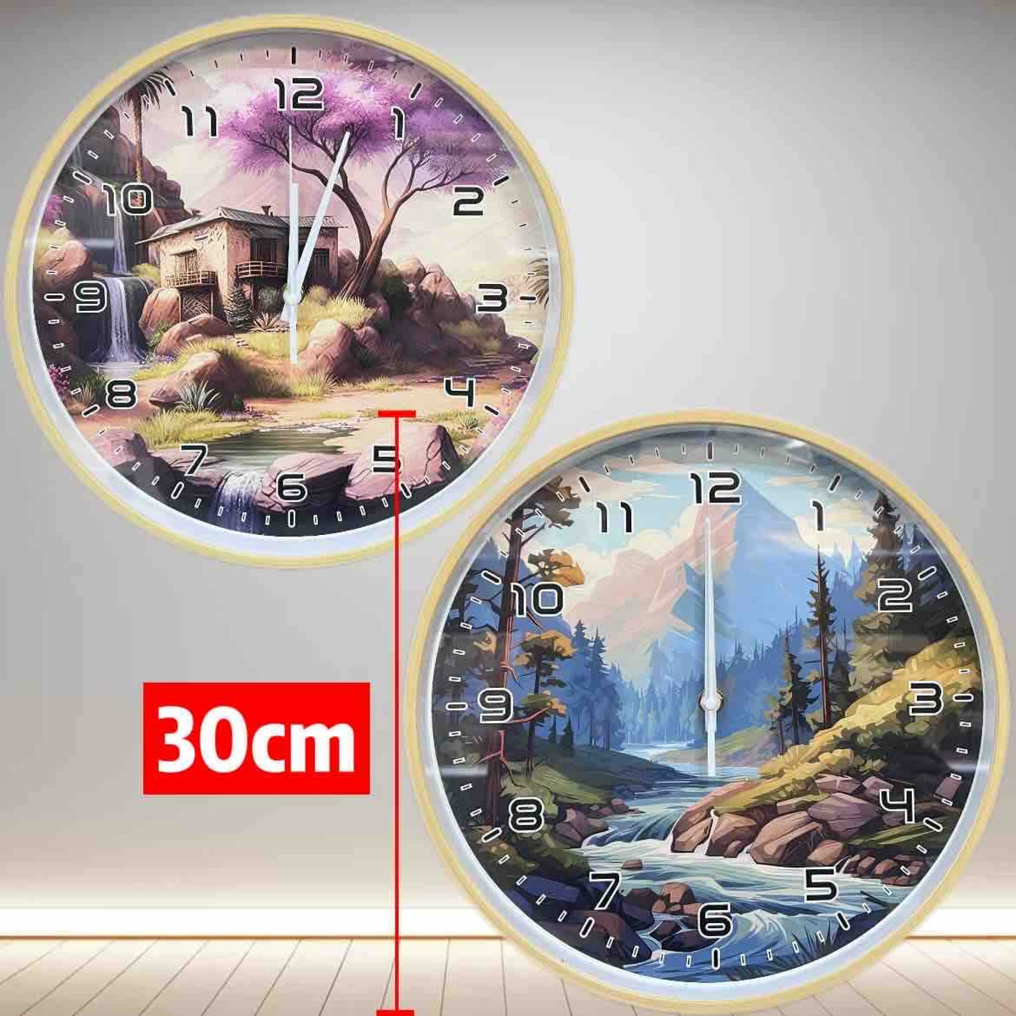 Zidni sat sa pejzažom 30cm