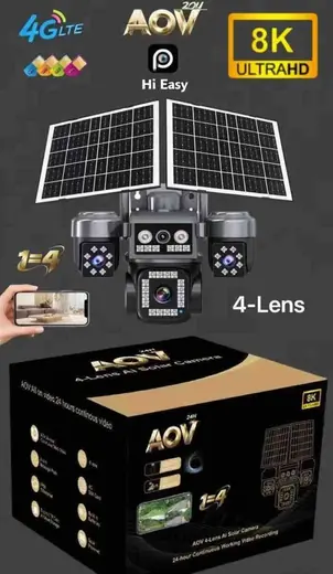 Solarna AI sigurnosna kamera sa 4 sočiva
