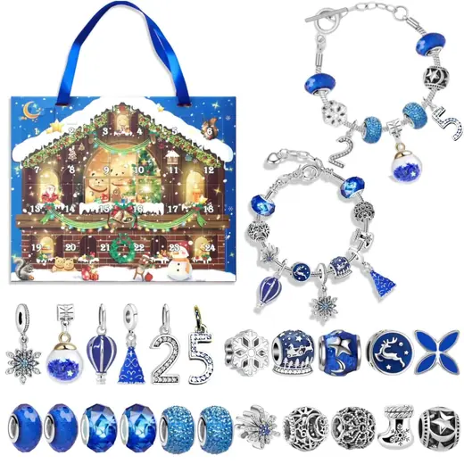 Adventski kalendar sa plavim šarm narukvicama