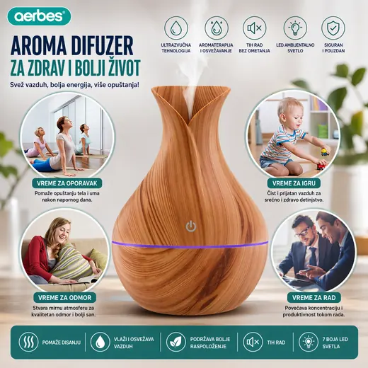 Aroma difuzer sa LED osvetljenjem