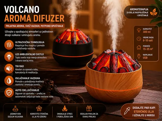 Aroma difuzer “Vulkan” sa LED efektom