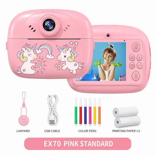 Dečiji instant fotoaparat sa štampačem – roze jednorog