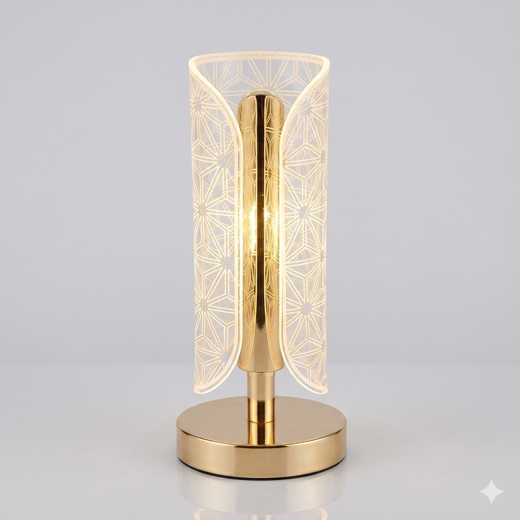 Elegantna dekorativna LED lampa sa zlatnim postoljem i modernim dizajnom