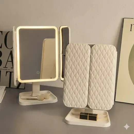 Elegantno LED ogledalo sa preklopnim panelima i ugrađenim osvetljenjem