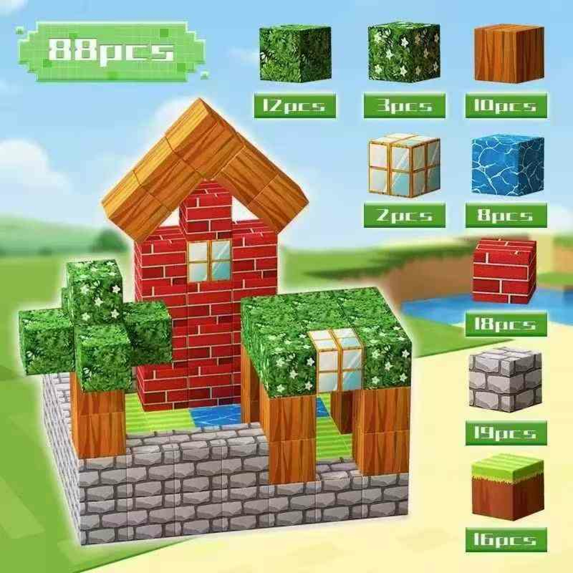 Magnetne kocke za slaganje – kućica set 88 komada