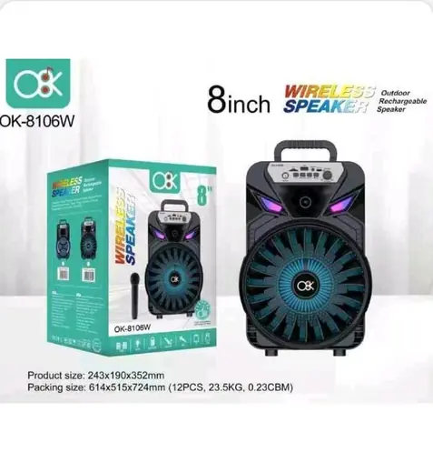 OK-8106W prenosivi Bluetooth zvučnik od 8" sa mikrofonom