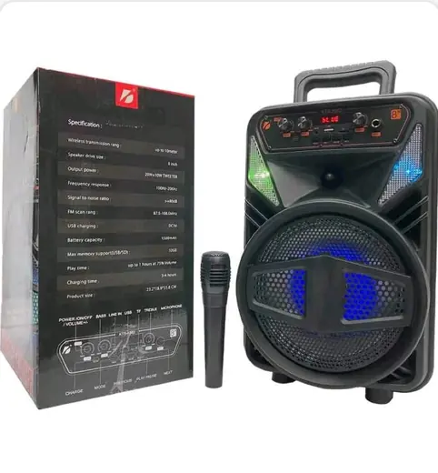 Prenosivi Bluetooth zvučnik od 8" sa mikrofonom i LED osvetljenjem