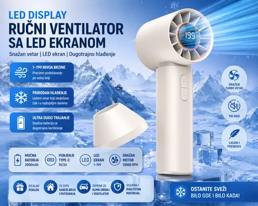 Ručni ventilator sa LED ekranom