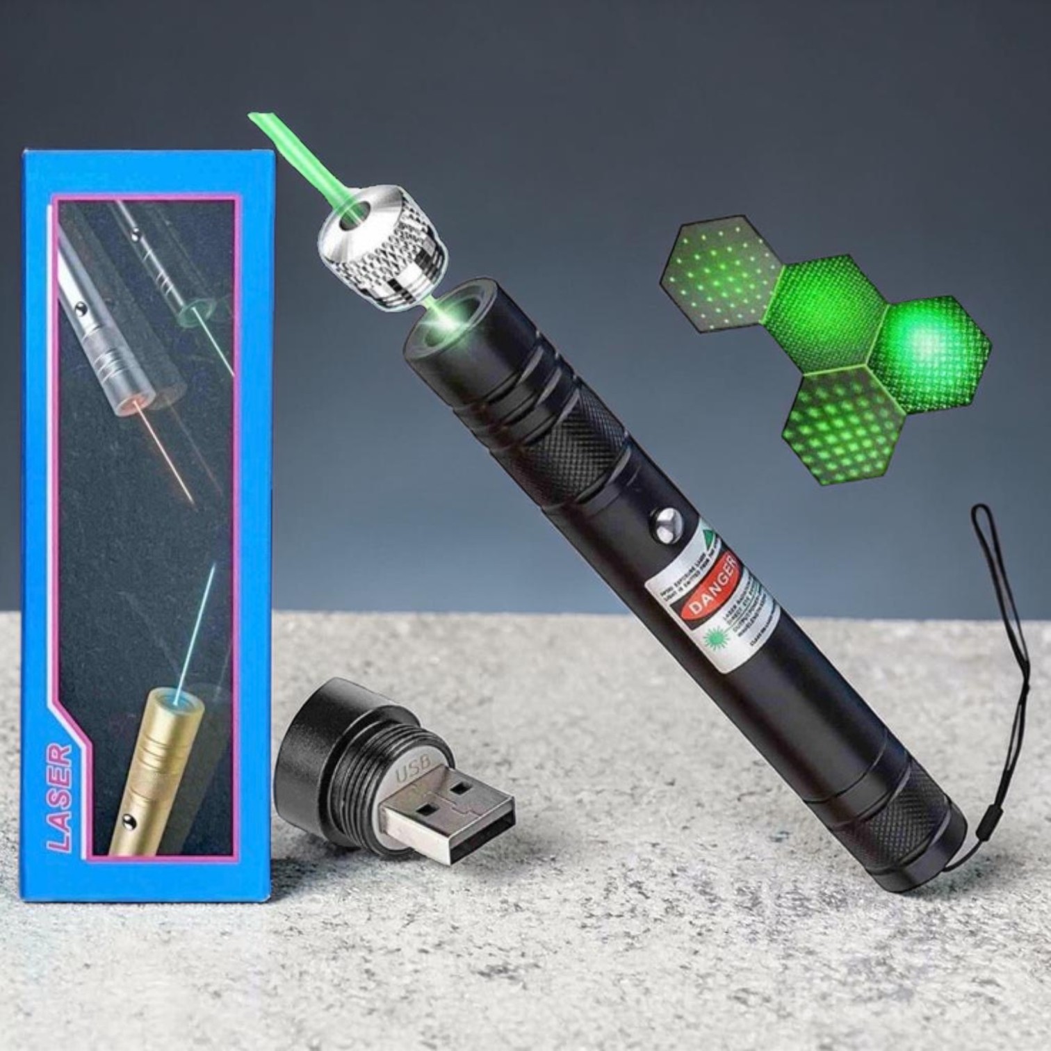 Snažan zeleni laser sa USB punjenjem
