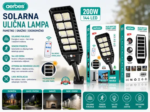 Solarna LED lampa 200W