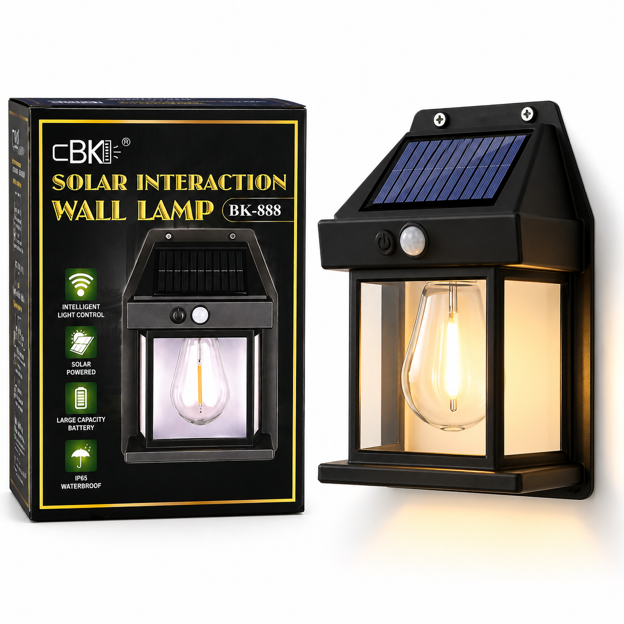 Solarna zidna lampa BK-888 sa senzorom pokreta i toplim LED svetlom